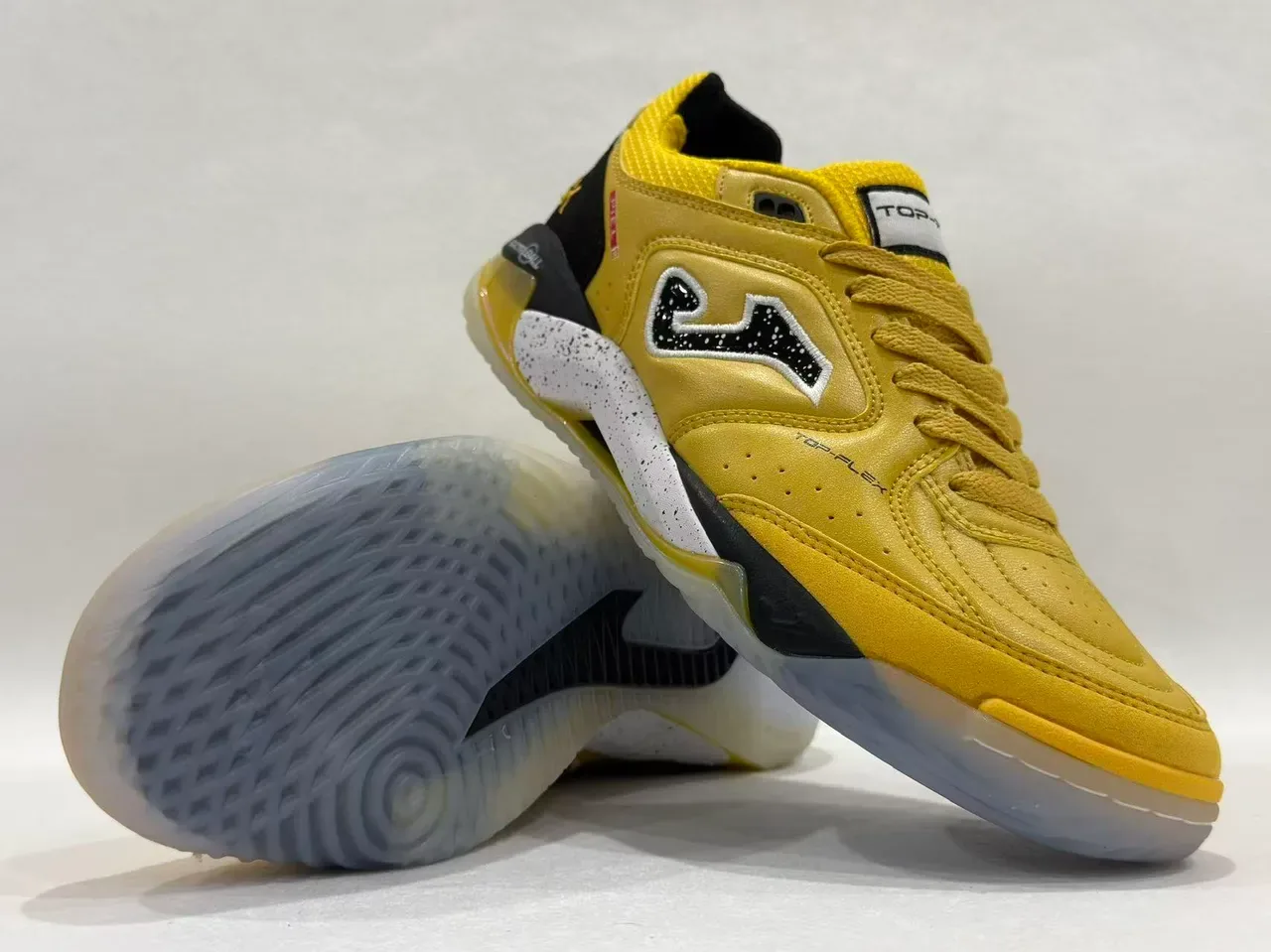 Joma Top-Flex Yellow Black Leather-and-Mesh Upper Sneakers 8