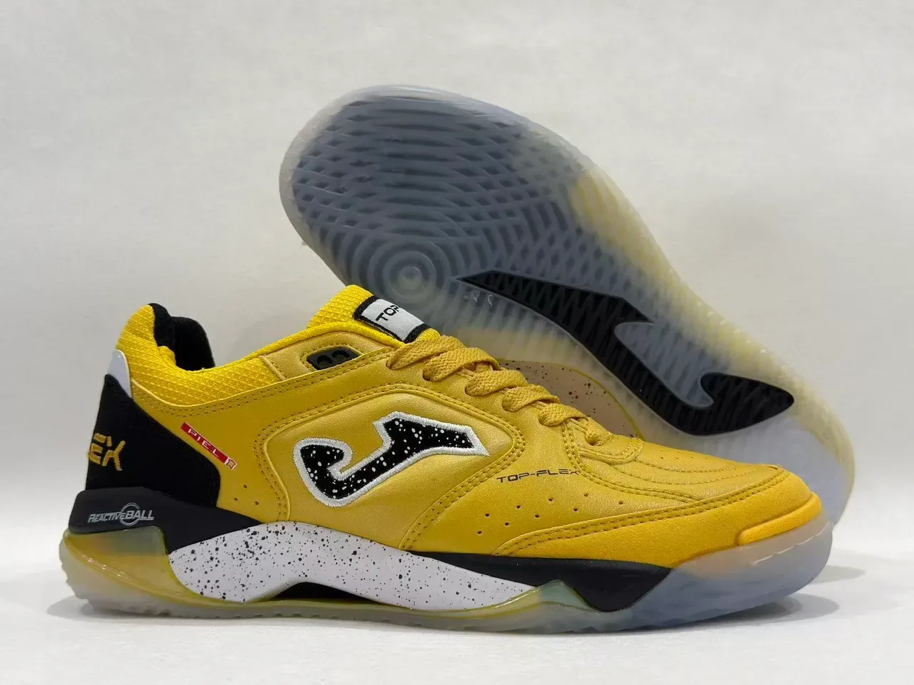 Joma Top-Flex Yellow Black Leather-and-Mesh Upper Sneakers 9