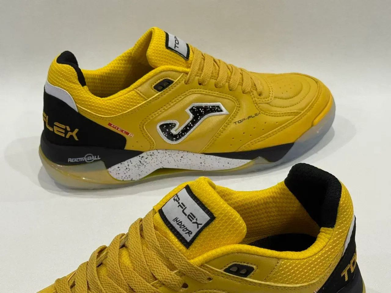 Joma Top-Flex Yellow Black Leather-and-Mesh Upper Sneakers 16