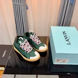 Lanvin Green White Leather Upper Toe Cap Lifestyle Sneakers