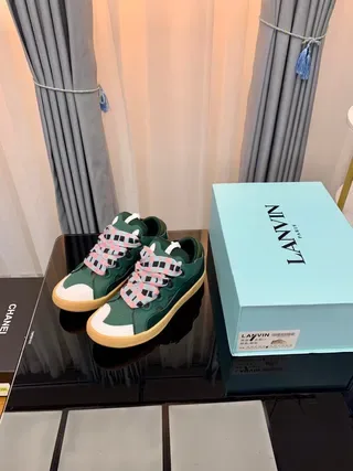 Lanvin Green White Leather Upper Toe Cap Lifestyle Sneakers 2