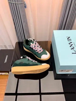 Lanvin Green White Leather Upper Toe Cap Lifestyle Sneakers 3