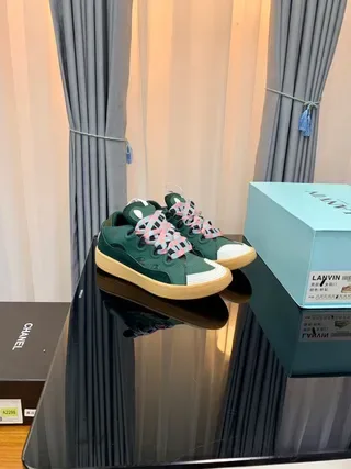 Lanvin Green White Leather Upper Toe Cap Lifestyle Sneakers 4