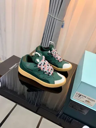Lanvin Green White Leather Upper Toe Cap Lifestyle Sneakers 6