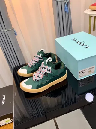 Lanvin Green White Leather Upper Toe Cap Lifestyle Sneakers 7