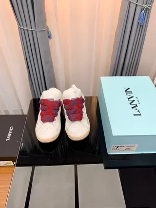 Lanvin White Multicolor Low-Top Perforated Toe Lifestyle Sneakers 8