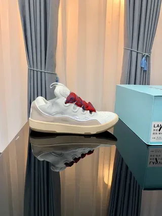 Lanvin White Multicolor Low-Top Perforated Toe Lifestyle Sneakers 9