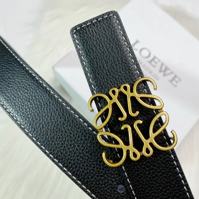 Loewe Anagram Belt Black and Blue Reversible Leather Belt 2