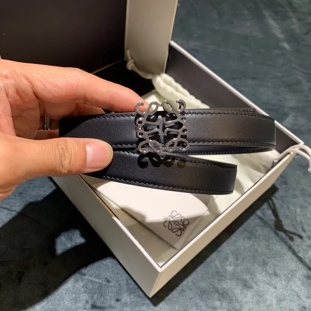 Loewe Anagram Black Leather Belt 6