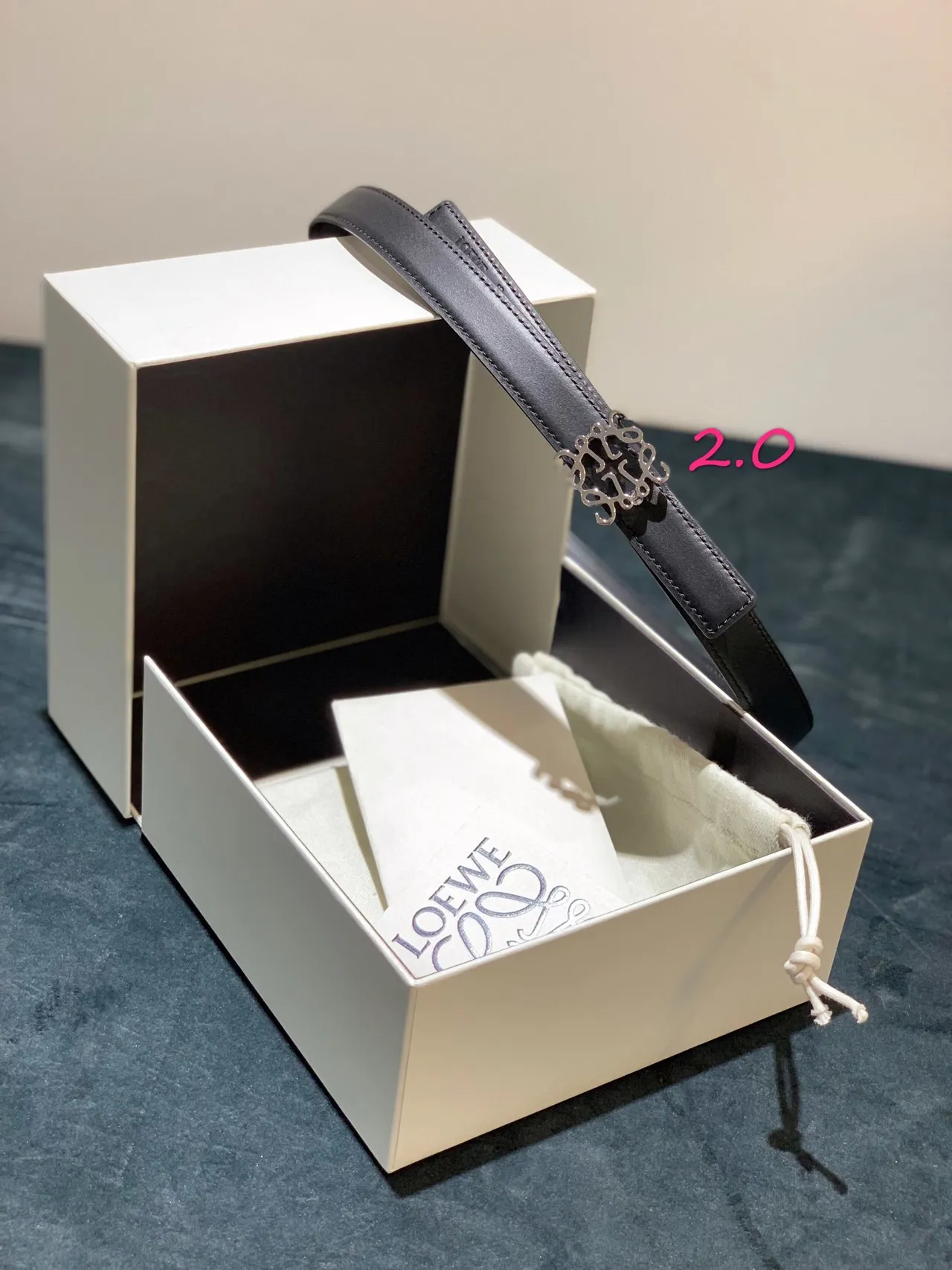 Loewe Anagram Black Leather Belt 9