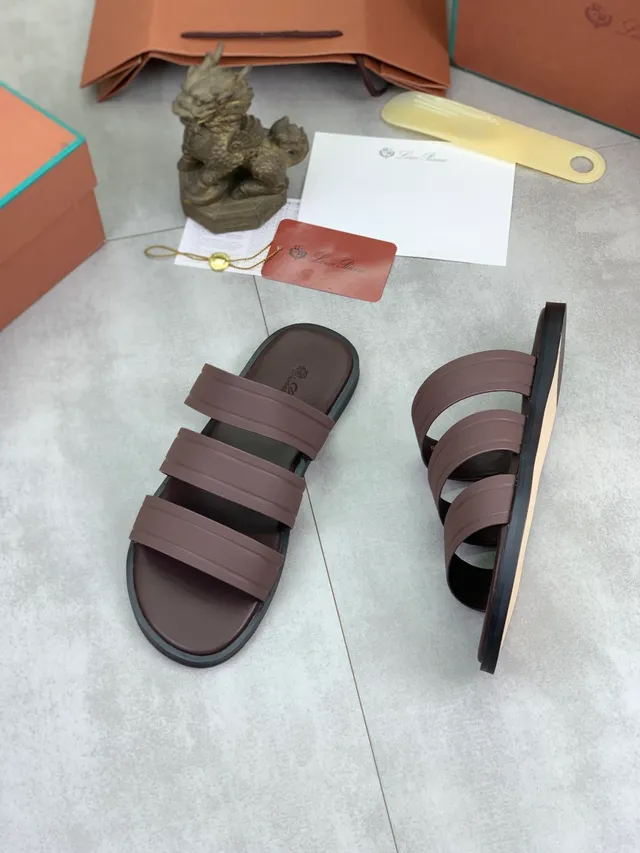 Loewe Anagram Strap Slide marron noir sandales décontractées 10