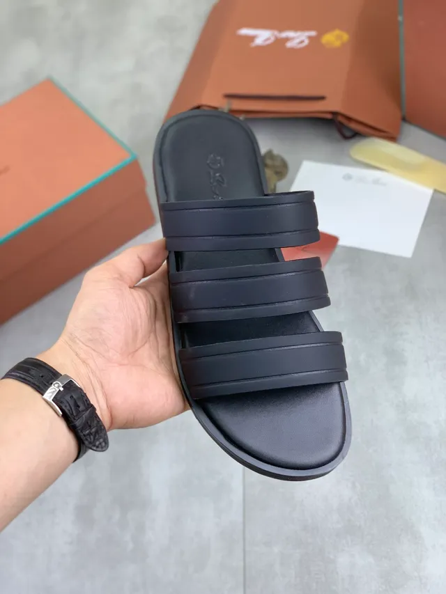 Loewe Anagram Strap Slide marron noir sandales décontractées 11
