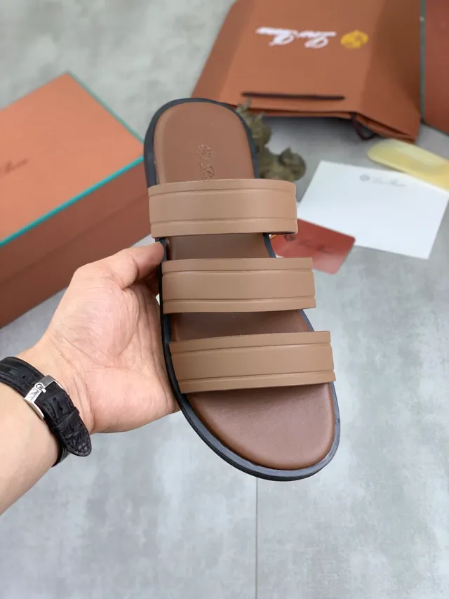 Loewe Anagram Strap Slide marron noir sandales décontractées 12