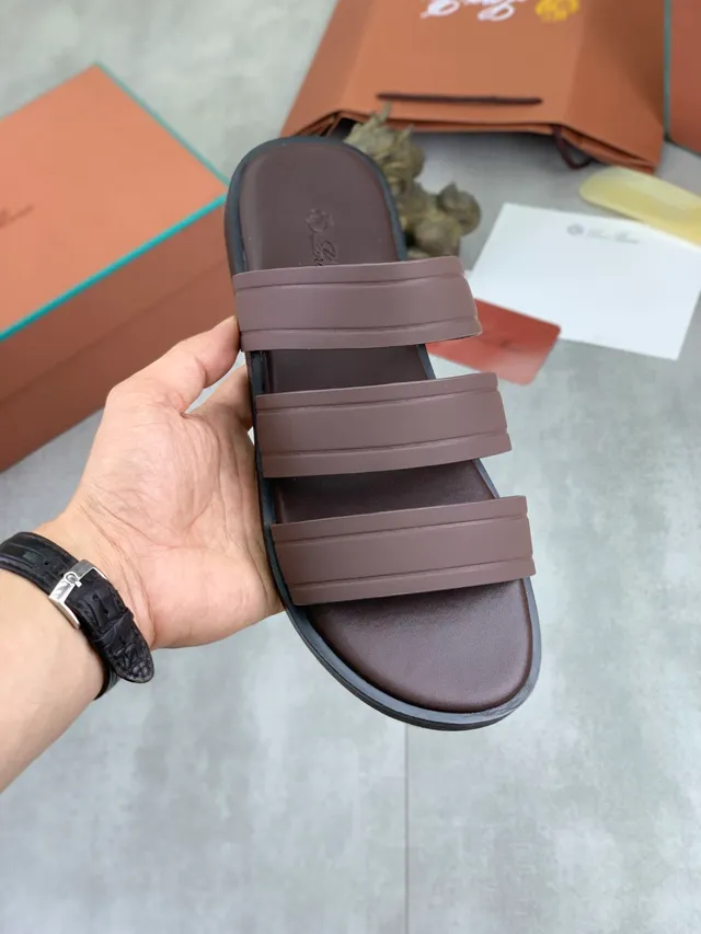 Loewe Anagram Strap Slide marron noir sandales décontractées 14