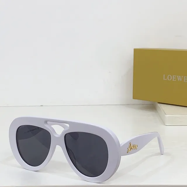 Loewe نظارات شمسية أسلوب أفياتور شفافة عنبر تدرج 6