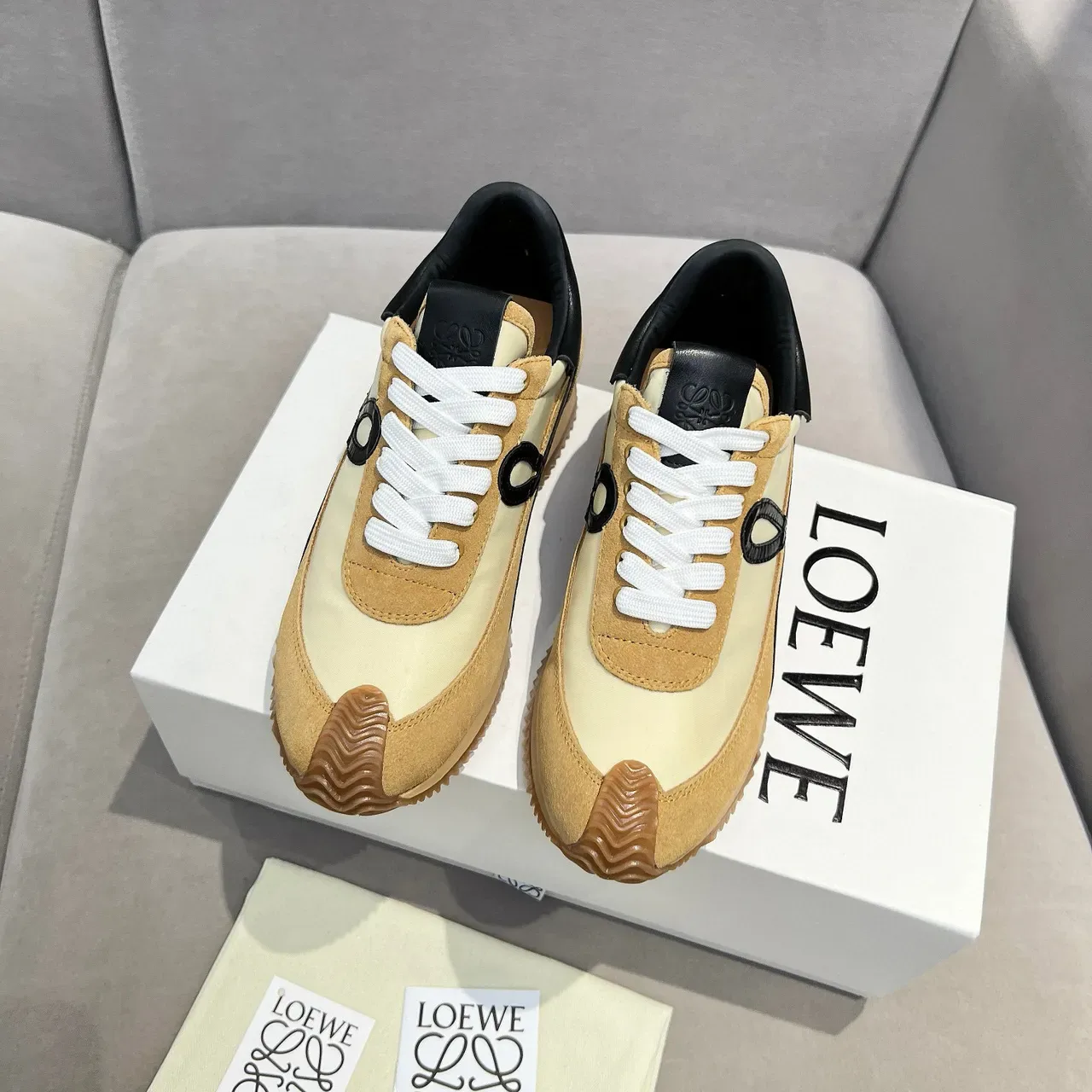 Loewe Flow Runner Beige Tan Black sneakers lifestyle 8