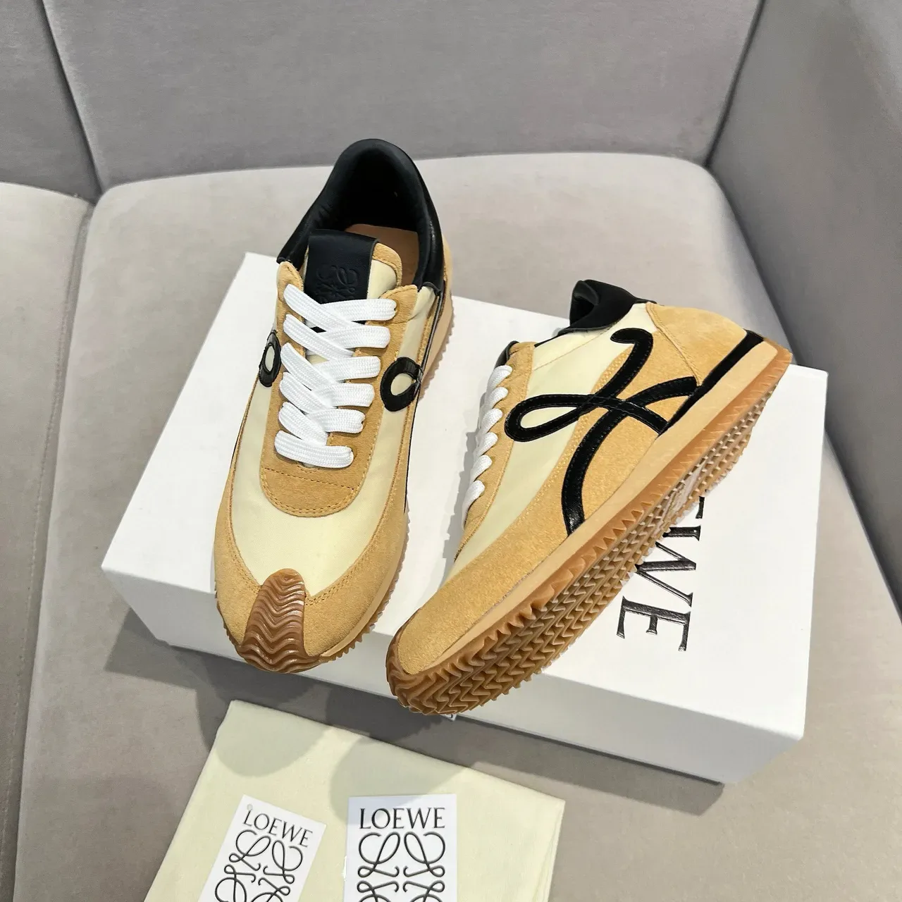 Loewe Flow Runner Beige Tan Black sneakers lifestyle 9