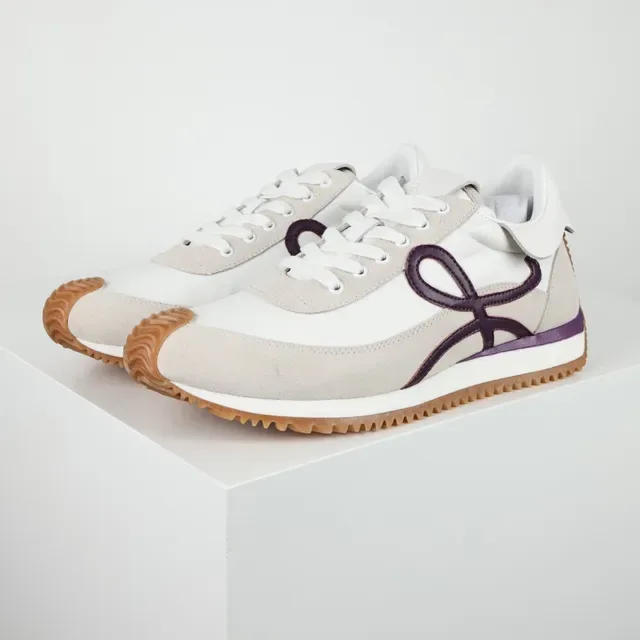 Loewe Flow Runner Blanc Beige Violet Anagram sneakers lifestyle 2