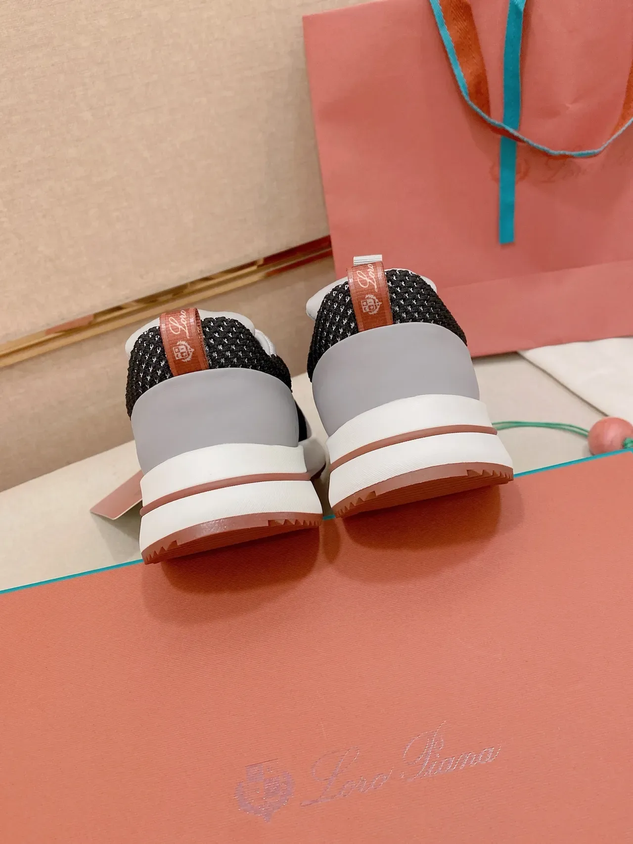 Loewe Gray Black Knit Upper Color-Blocked Sneakers 3