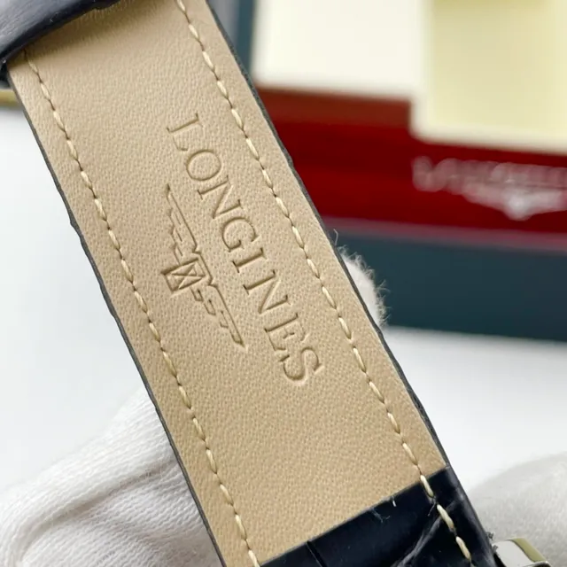 Longines Black Silver Stainless Steel Case Textured Guilloché Dial Mechanical Watch 5