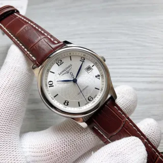 Longines Brown Silver Classic Dress Guilloché Dial Mechanical Watch
