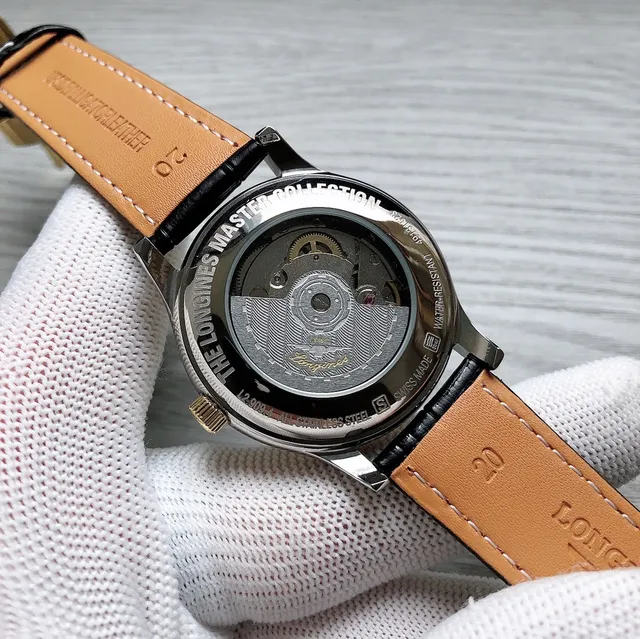Longines Relógio Marrom Prateado Clássico de Vestido com Dial Guilloché Mecânico 4