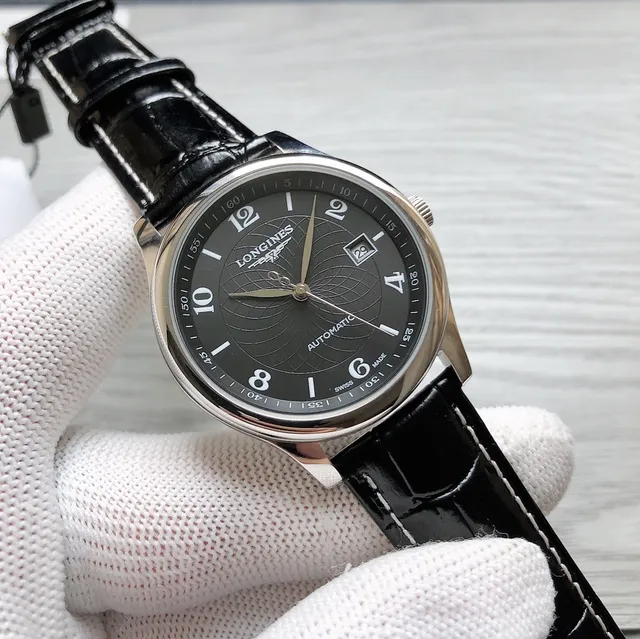 Longines Relógio Marrom Prateado Clássico de Vestido com Dial Guilloché Mecânico 5