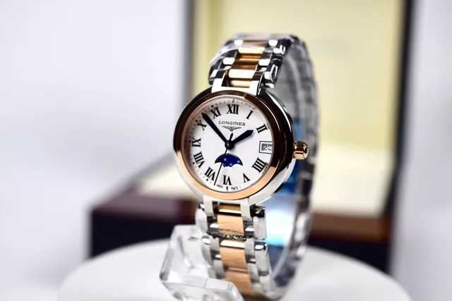 Longines Argent Or Bicolore Acier Inoxydable Phase Lunaire Complication Montre Mécanique 2