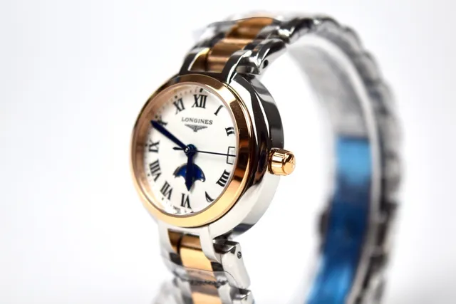 Longines Argent Or Bicolore Acier Inoxydable Phase Lunaire Complication Montre Mécanique 8