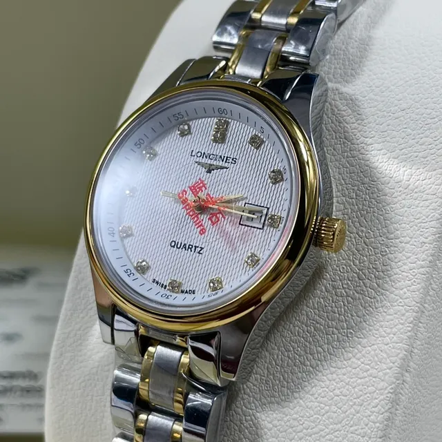 Longines White Gold Two-Tone Stainless Steel Guilloché Dial Quartz Watch 2