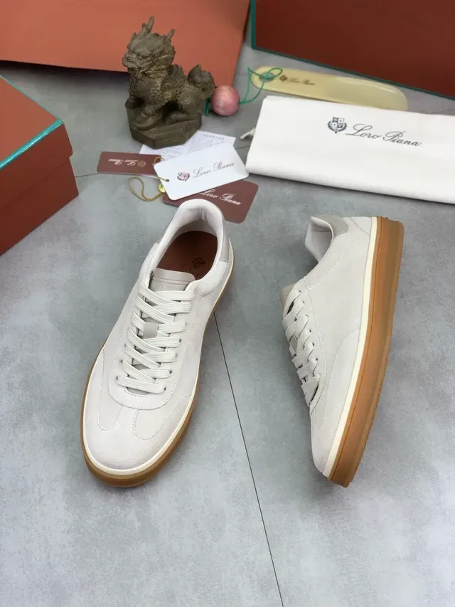 Loro Piana Beige Brown Suede Upper Gum Rubber Sole Lifestyle Sneakers 5