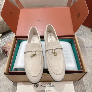 Loro Piana Summer Walk Beige Suede Tassel-Lock Loafers
