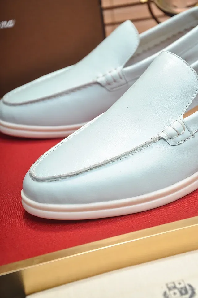 Loro Piana Summer Walk Off-White Leather Loafers 3