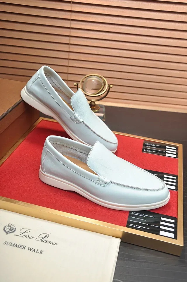 Loro Piana Summer Walk Off-White Leather Loafers 5