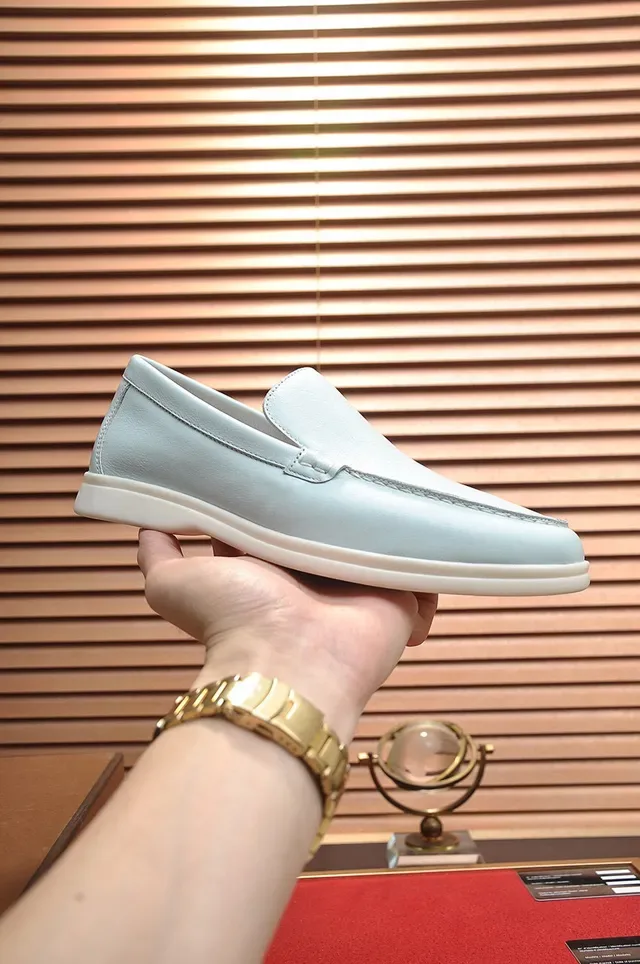 Loro Piana Summer Walk Off-White Leather Loafers 7