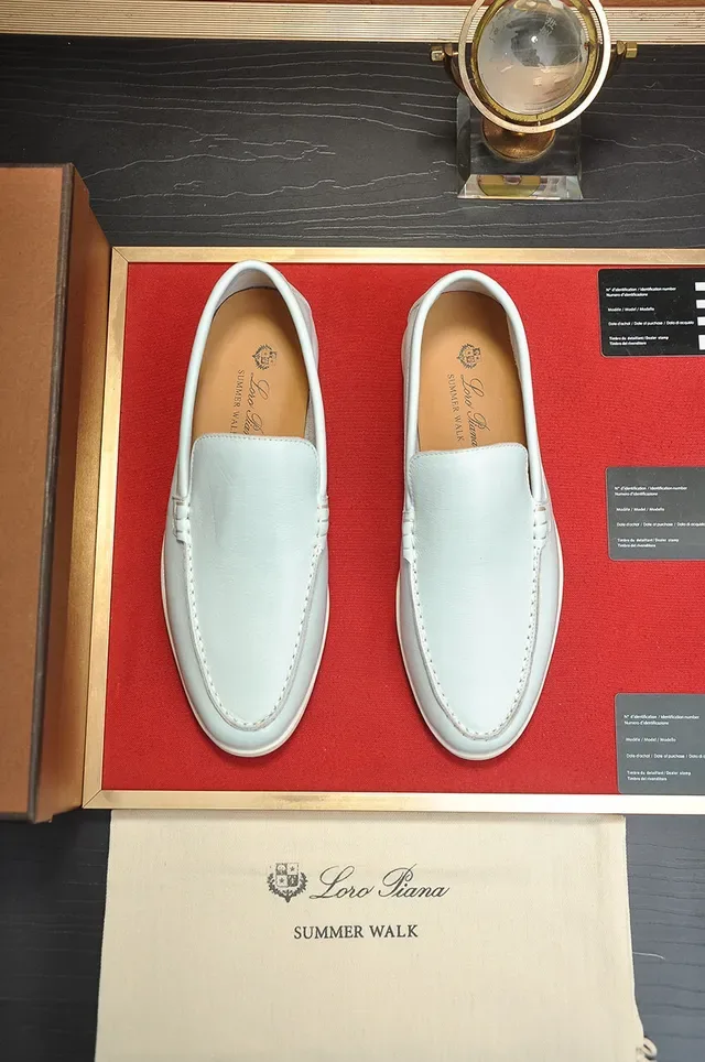 Loro Piana Summer Walk Off-White Leather Loafers 8