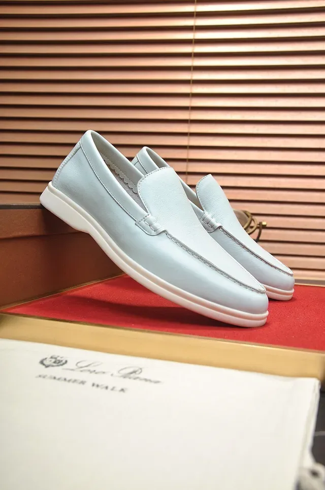 Loro Piana Summer Walk Off-White Leather Loafers 9