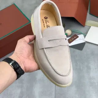 Loro Piana Tennis Walk Beige Suede Penny Loafers