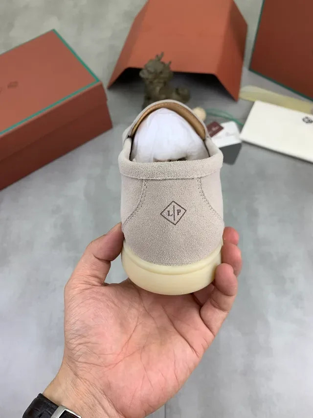 Loro Piana Tennis Walk Beige Suede Penny Loafers 3