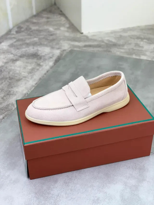 Loro Piana Tennis Walk Beige Suede Penny Loafers 4