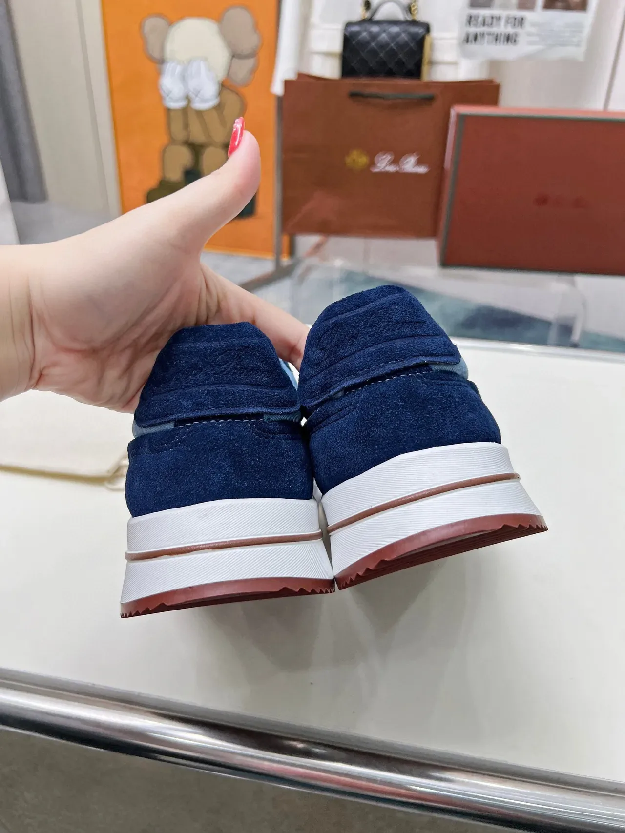 Loro Piana sneakers lifestyle en daim et textile bicolores 6