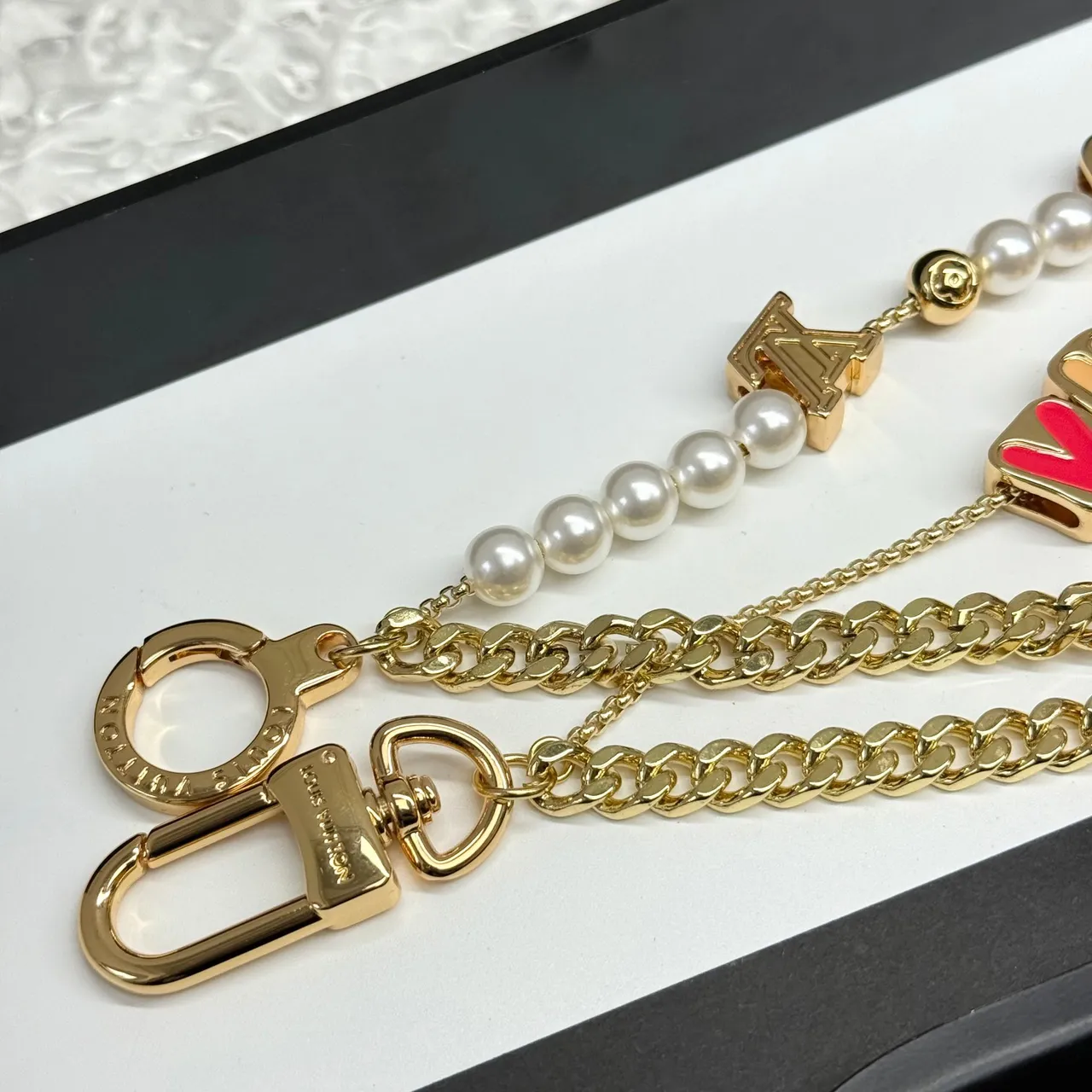 Louis Vuitton Alphabet Charm Strap Multicolor Enamel and Pearl Necklace 8