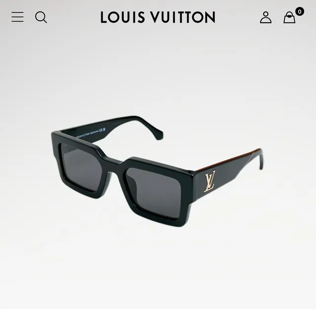 Louis Vuitton Angular Rectangular Black Acetate Sunglasses 7