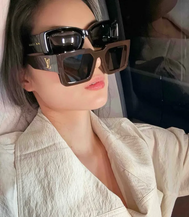 Louis Vuitton Angular Rectangular Black Acetate Sunglasses 8