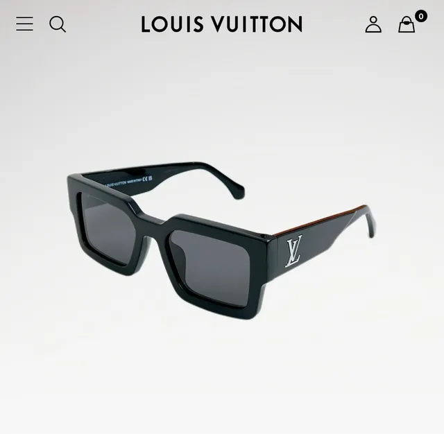 Louis Vuitton Angular Rectangular Black Acetate Sunglasses 2