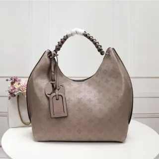 Louis Vuitton Beige Brown Perforated Monogram Leather Braided Top Handle Handbag