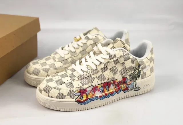 Louis Vuitton Beige Multicolor Damier Check Canvas Graffiti Graphic Side Panel Lifestyle Sneakers 1