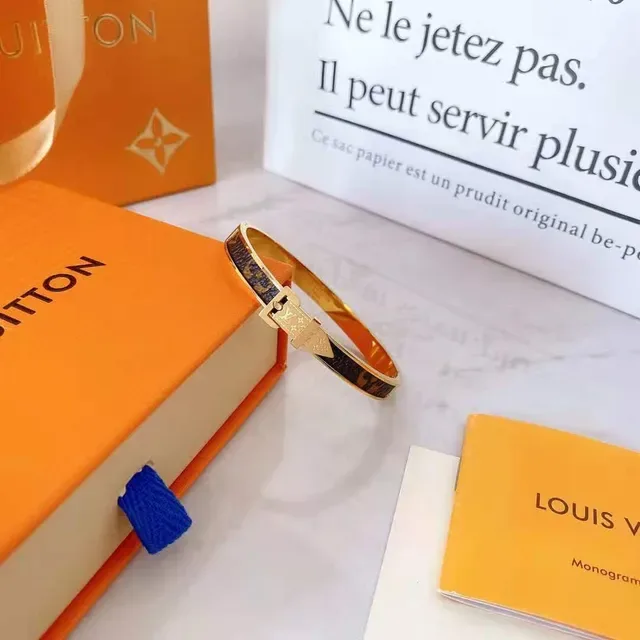 Louis Vuitton Belt Bracelet Monogram Leather Gold-Tone Bracelet 6