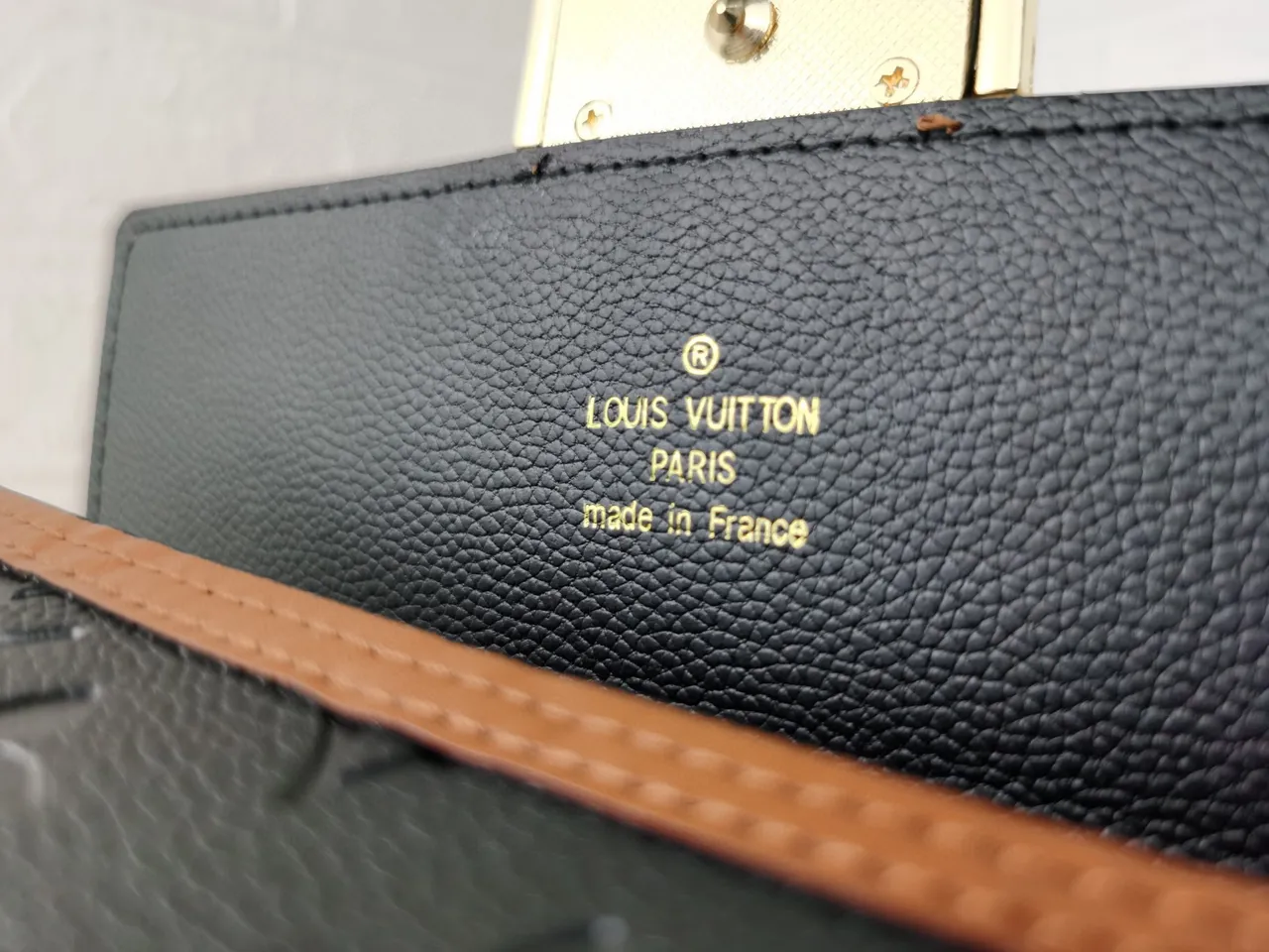 Louis Vuitton Black Brown Embossed Monogram Leather Contrast Tan Trim Long Wallet 3