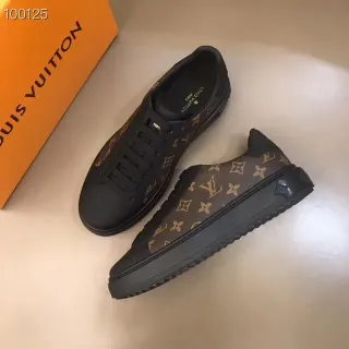 Louis Vuitton Zapatillas Lifestyle Negro Marrón Monograma Lona Parte superior Goma Capa de Dedo